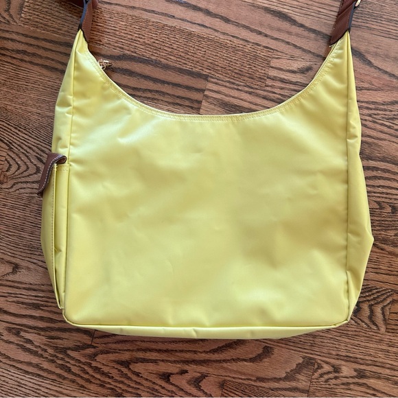 Longchamp Le Pliage yellow shoulder crossbody hobo satchel purse bag gold accent - Picture 3 of 12